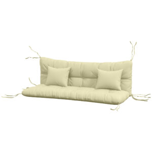 4-Piece Back and Seat Cushion Pillows Replacement and Pillows, Patio Chair Cushions Set with Ties, Cream White