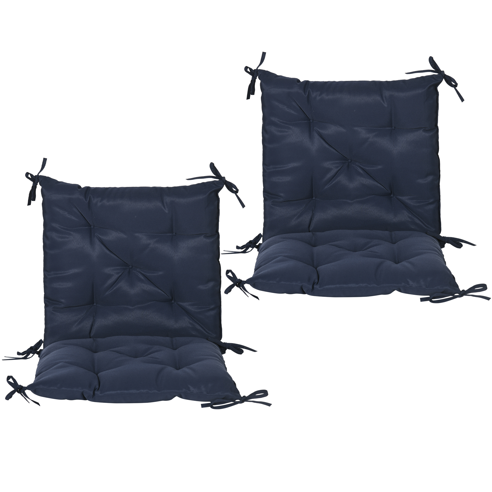 Patio Chair Cushions Set of 2, 39" x 20" x 3" Outdoor Tufted Cushion Set with Ties for Indoor Outdoor Garden Furniture, Dark Blue - Image 5