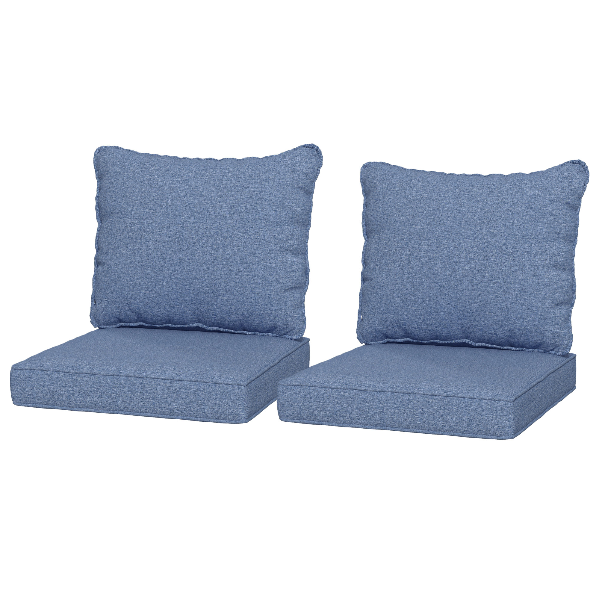 4-Piece Seat Cushion Pillows Replacement, Patio Chair Cushions Set with Back for Indoor Outdoor, Blue