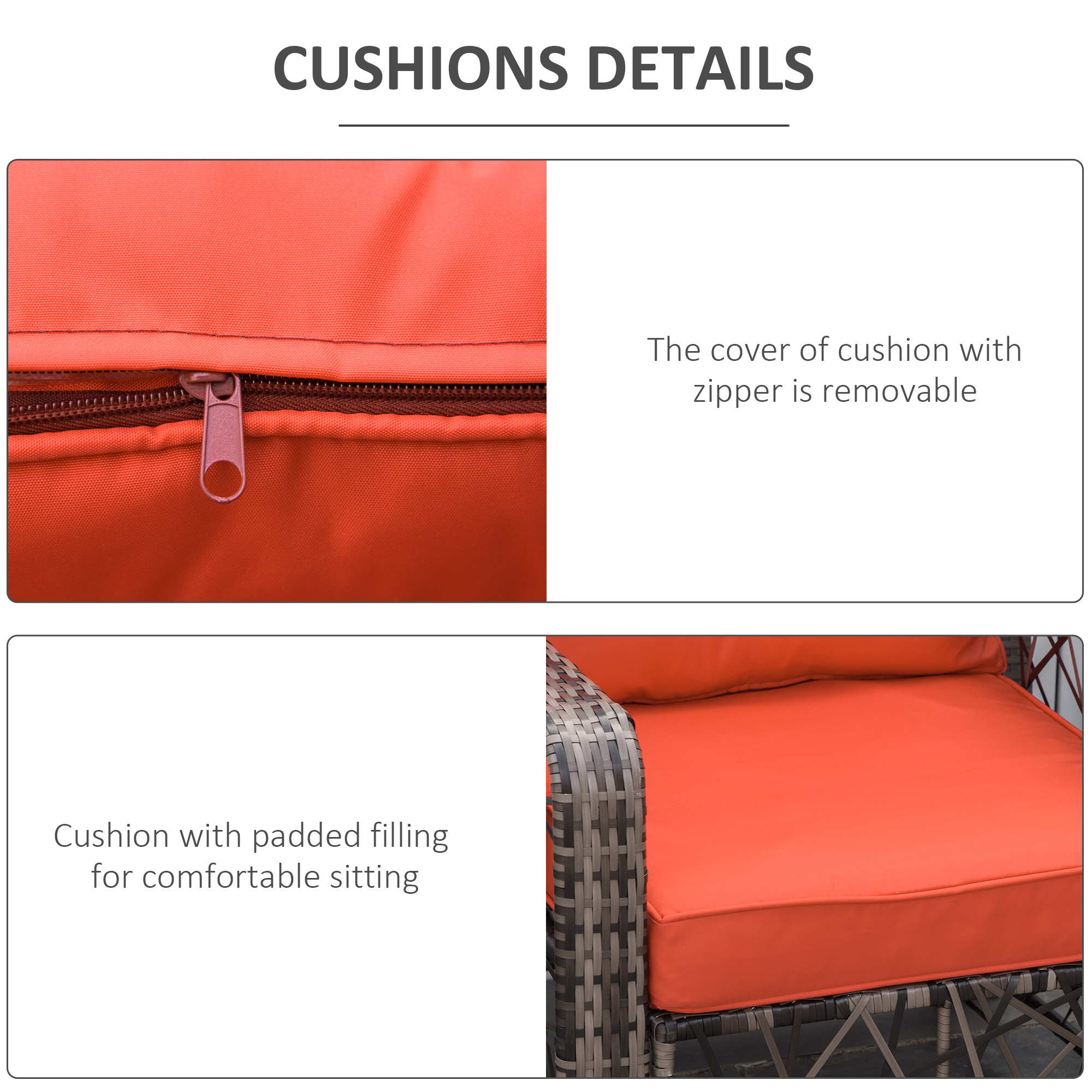 3 Pieces Wicker Patio Furniture Set, Rattan Bistro Set with Storage Coffee Table and Thickened Cushions, Outdoor Conversation Set for Garden, Porch, Balcony, Red - Image 3