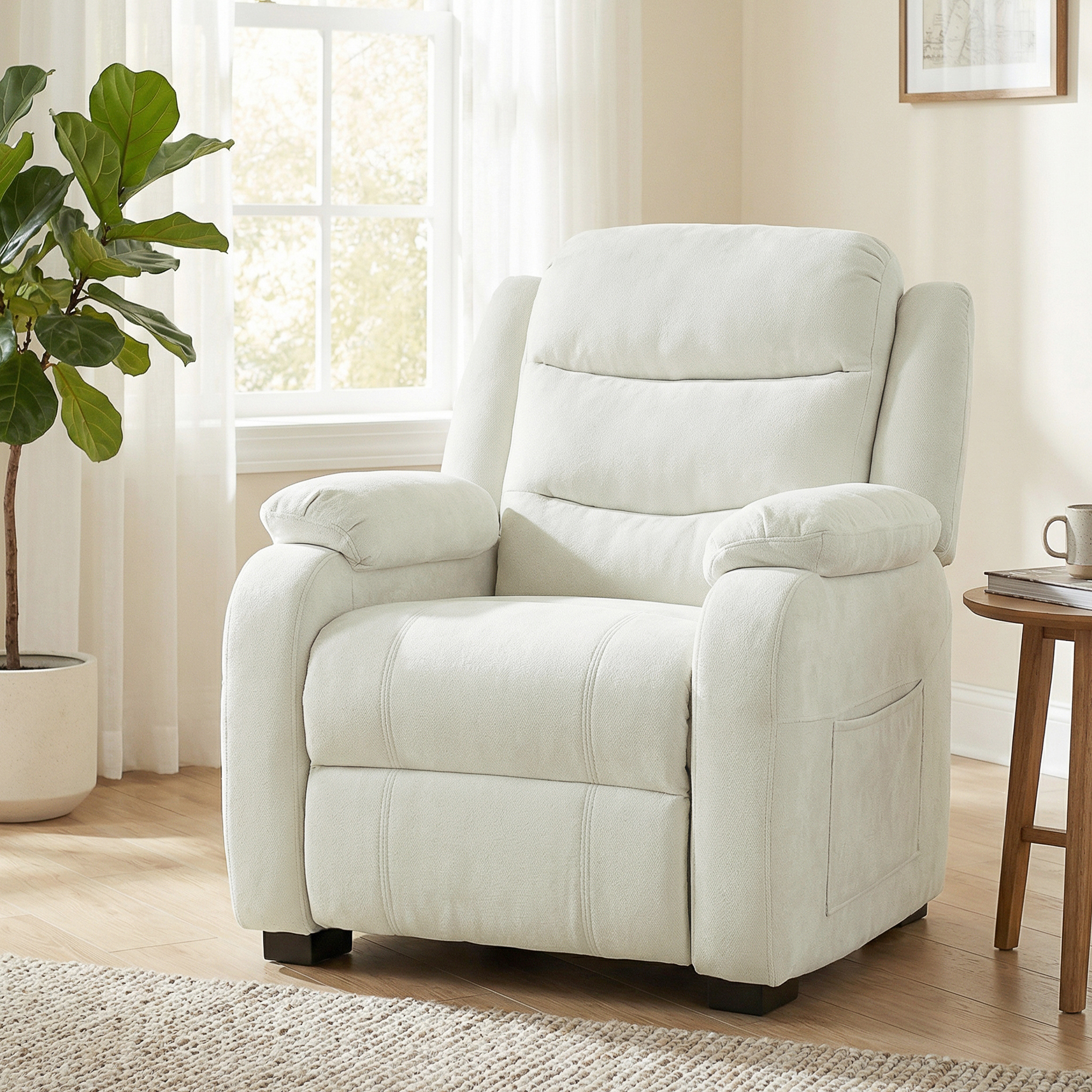 Massage Recliner Chair, Power Recliner with Quiet Brushless Motor, Remote, Pockets, 2 Memory Positions, Beige - Image 6