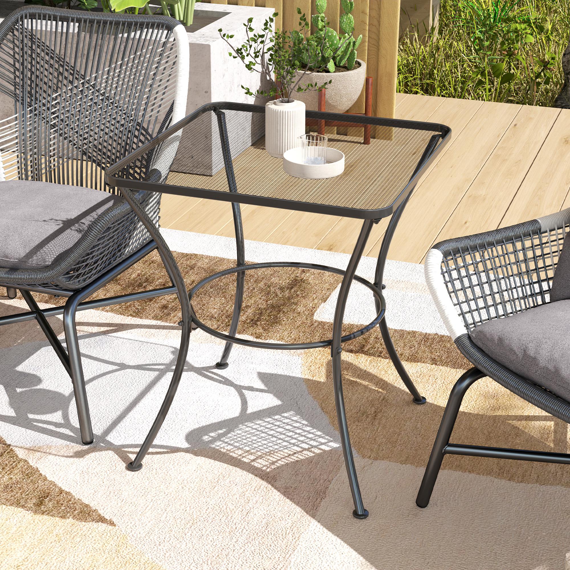 Square Garden Metal Bistro Table Outdoor Patio Coffee Side Desk 23.6" x 23.6" x 27.6" Black - Image 5
