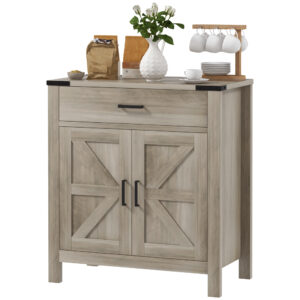 Sideboard Buffet Cabinet, Farmhouse Kitchen Storage Cabinet w/ Drawer and Shelf for Living Room, Entryway