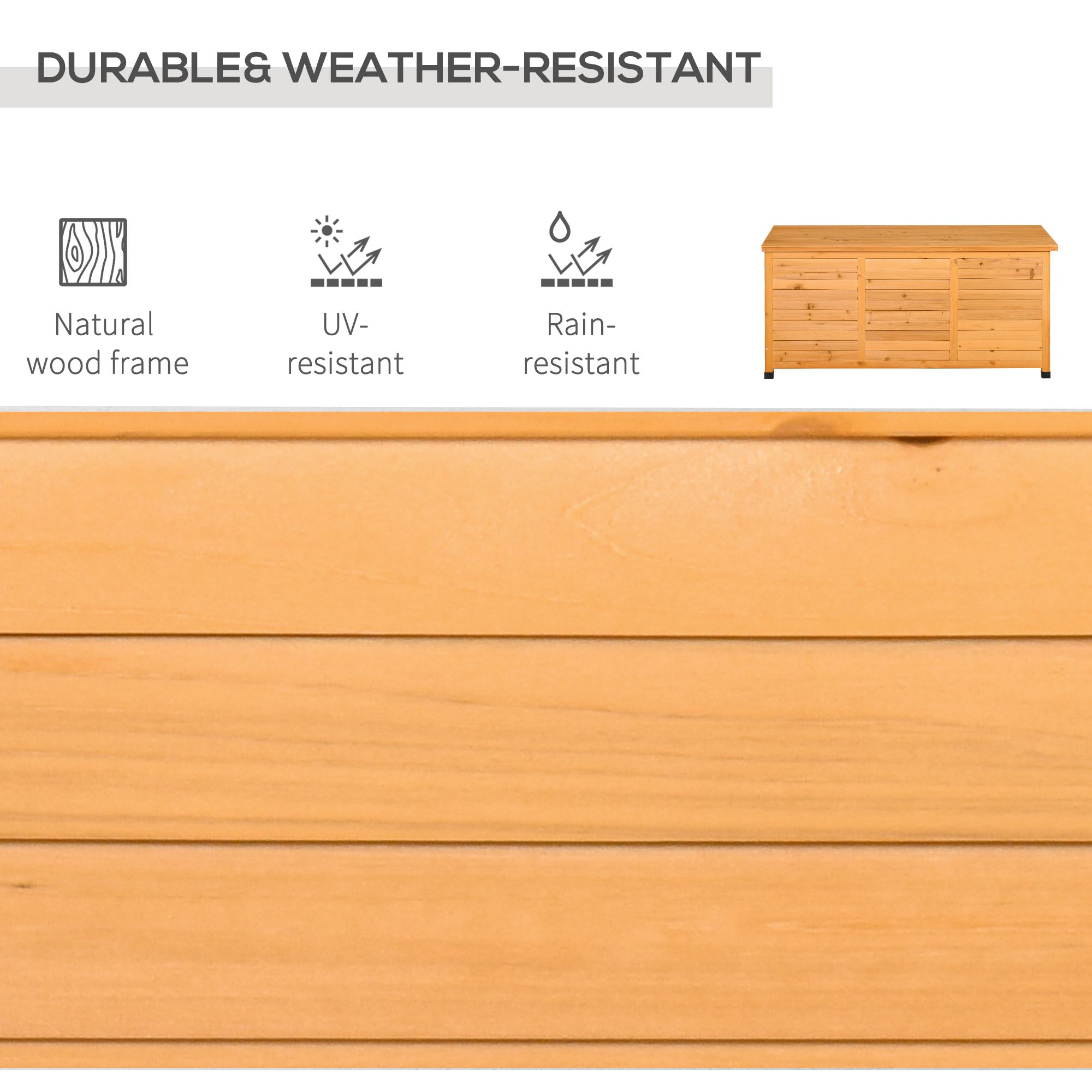 75 Gallon Wooden Storage Box patio Deck Box Bench, Garden Backyard Outdoor Storage Container with Aerating Gap & Weather-Fighting Finish, Yellow - Image 2