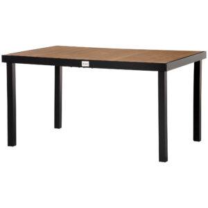 Aluminum Outdoor Dining Table for 6, Rectangular Patio Dining Table 55" L x 35.5" W x 29.25" H, Modern Garden Table for Kitchen, Dining Room, Patio, Natural