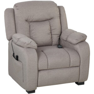 Massage Recliner Chair with Quiet Brushless Motor Pet-Friendly Fabric Power Recliner with 2 Memory Positions Brown