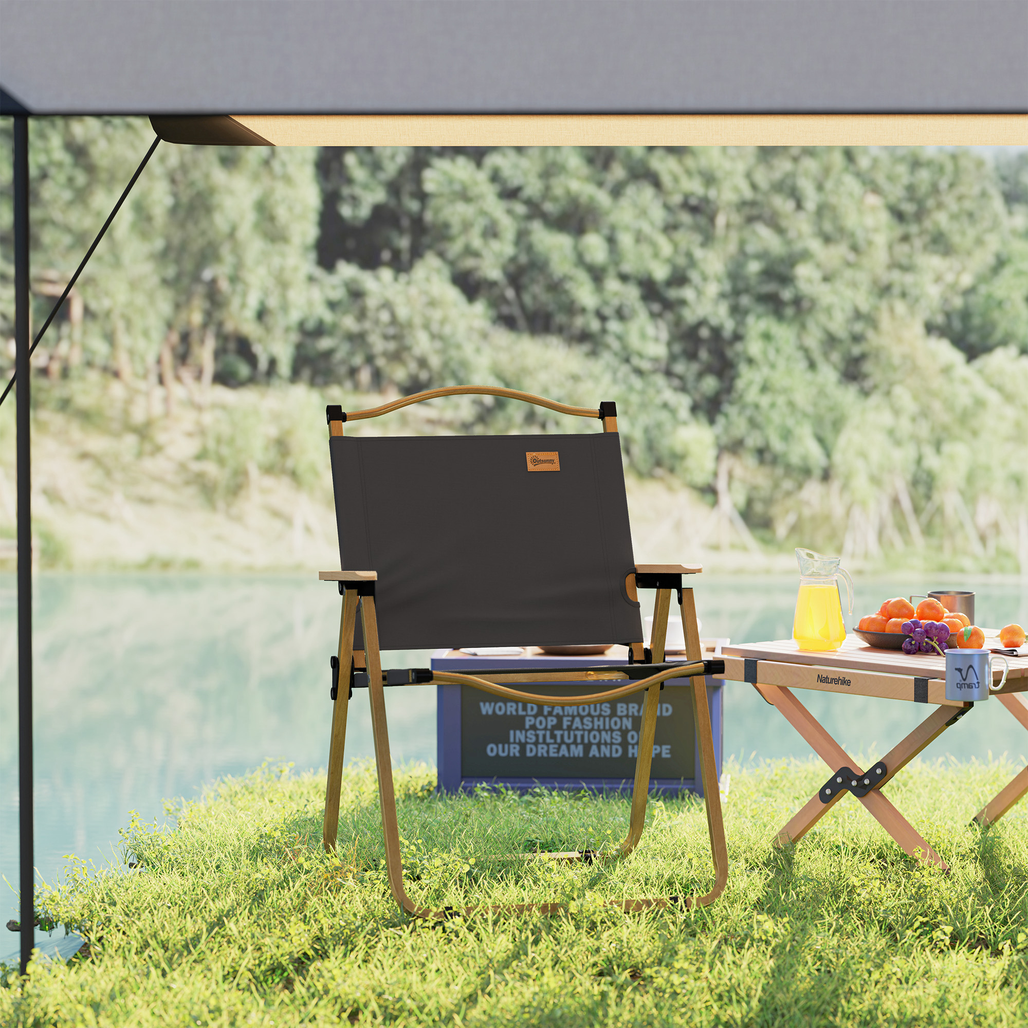 Camping Chair, Lightweight Folding Chair, Portable Armchair, Excellent for Festivals, Fishing, Dark Grey - Image 5