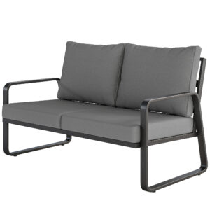 Outdoor Sofa Thick Cushions Outdoor Patio Couch Loveseat 2 Seater for Garden Black and Light Grey