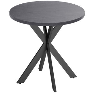 29" Dining Table, Contemporary Round Kitchen Table with Steel Legs, Black