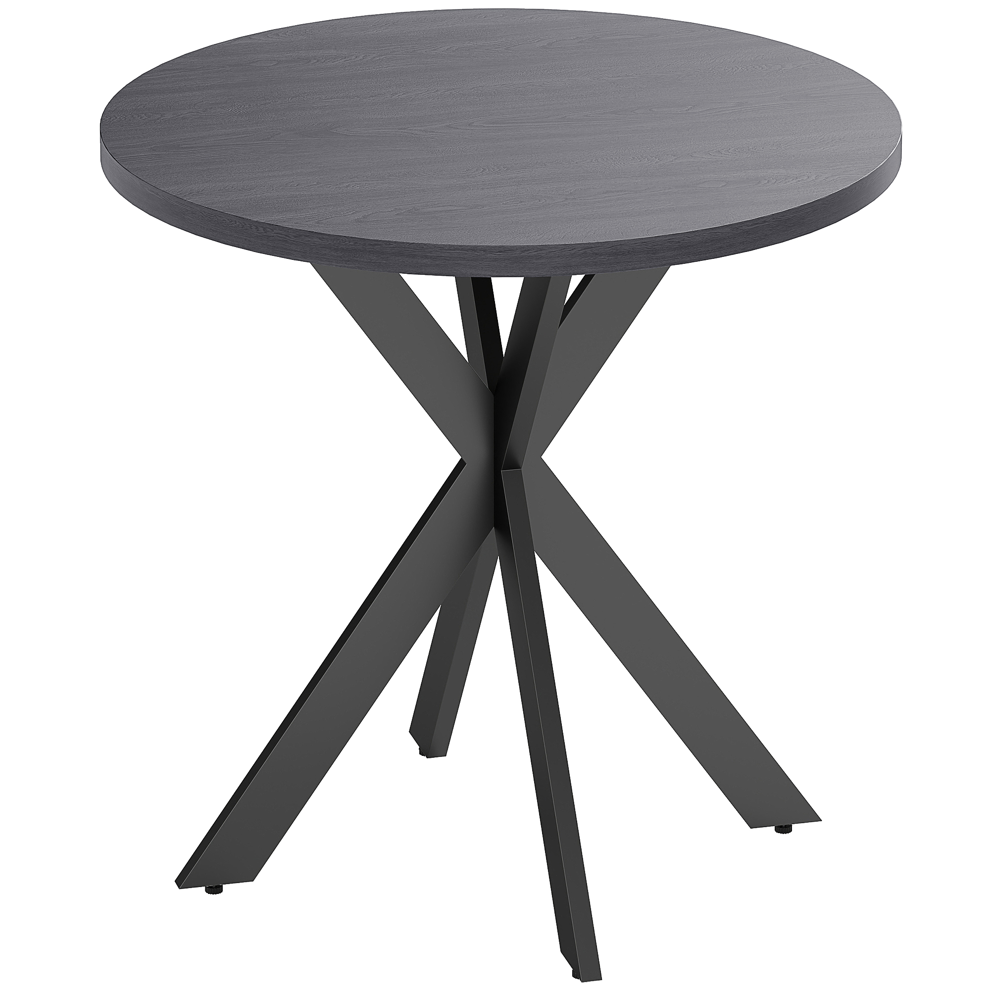 29" Dining Table, Contemporary Round Kitchen Table with Steel Legs, Black