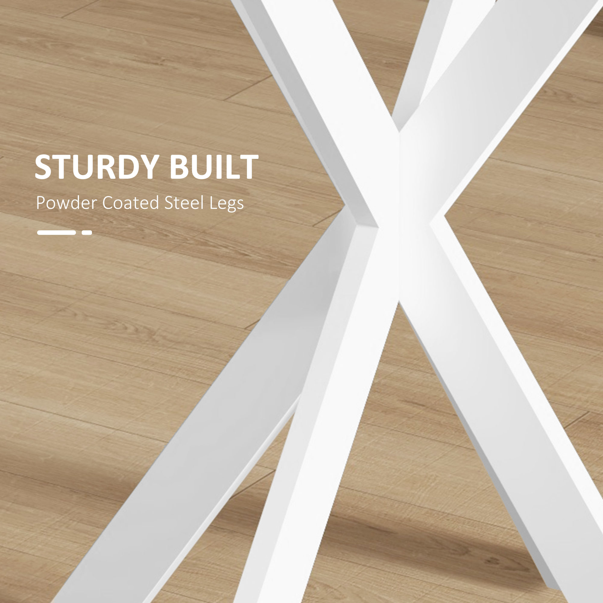 29" Dining Table, Contemporary Round Kitchen Table with Steel Legs, White - Image 4