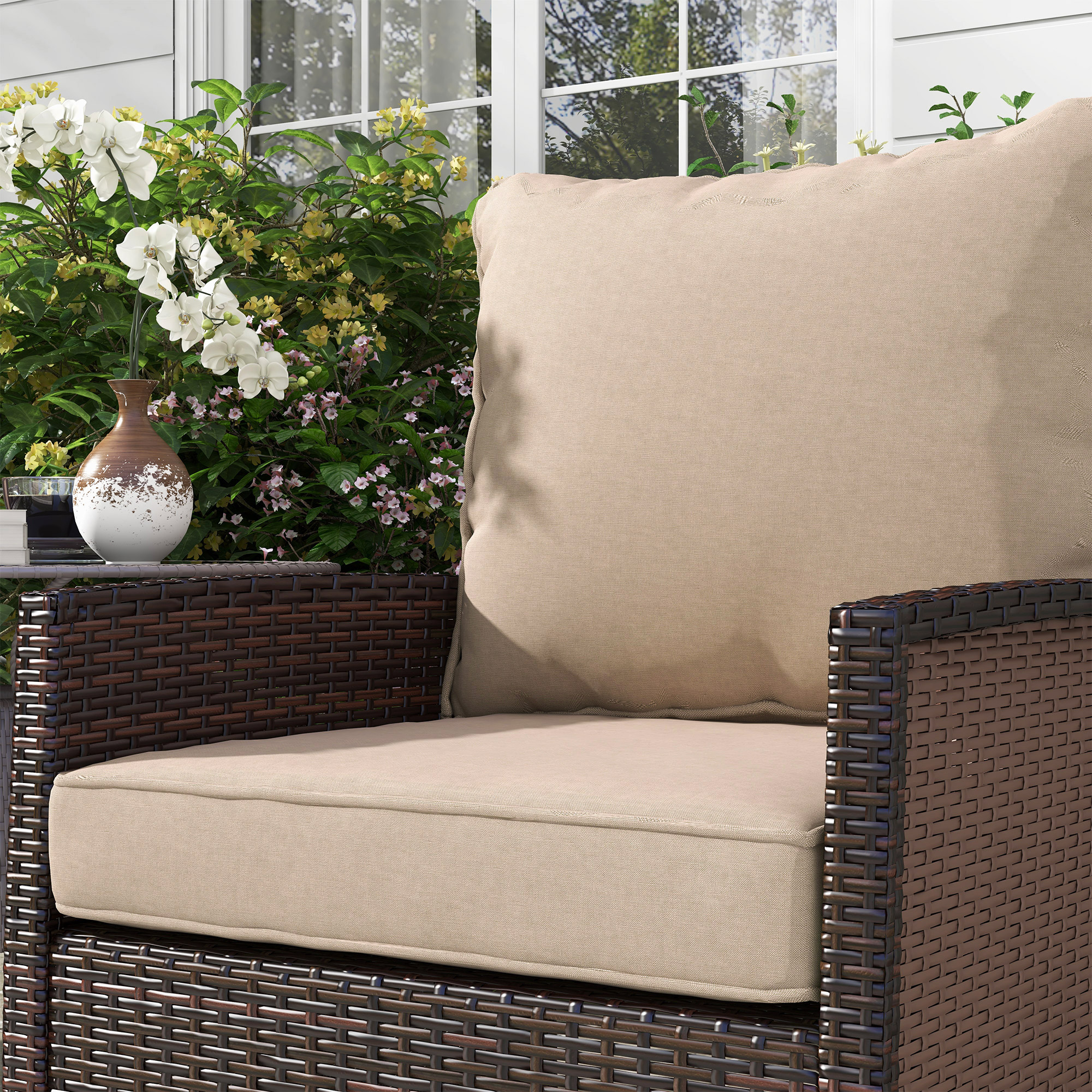 4-Piece Seat Cushion Pillows Replacement, Patio Chair Cushions Set with Back for Indoor Outdoor, Beige - Image 4