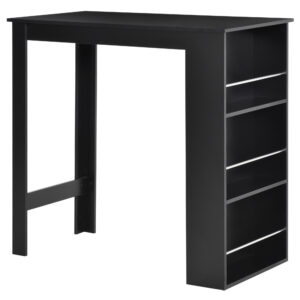Bar Table Counter Height Dining Table with 3 Storage Shelves for Kitchen, Dining Room, Living Room, Black