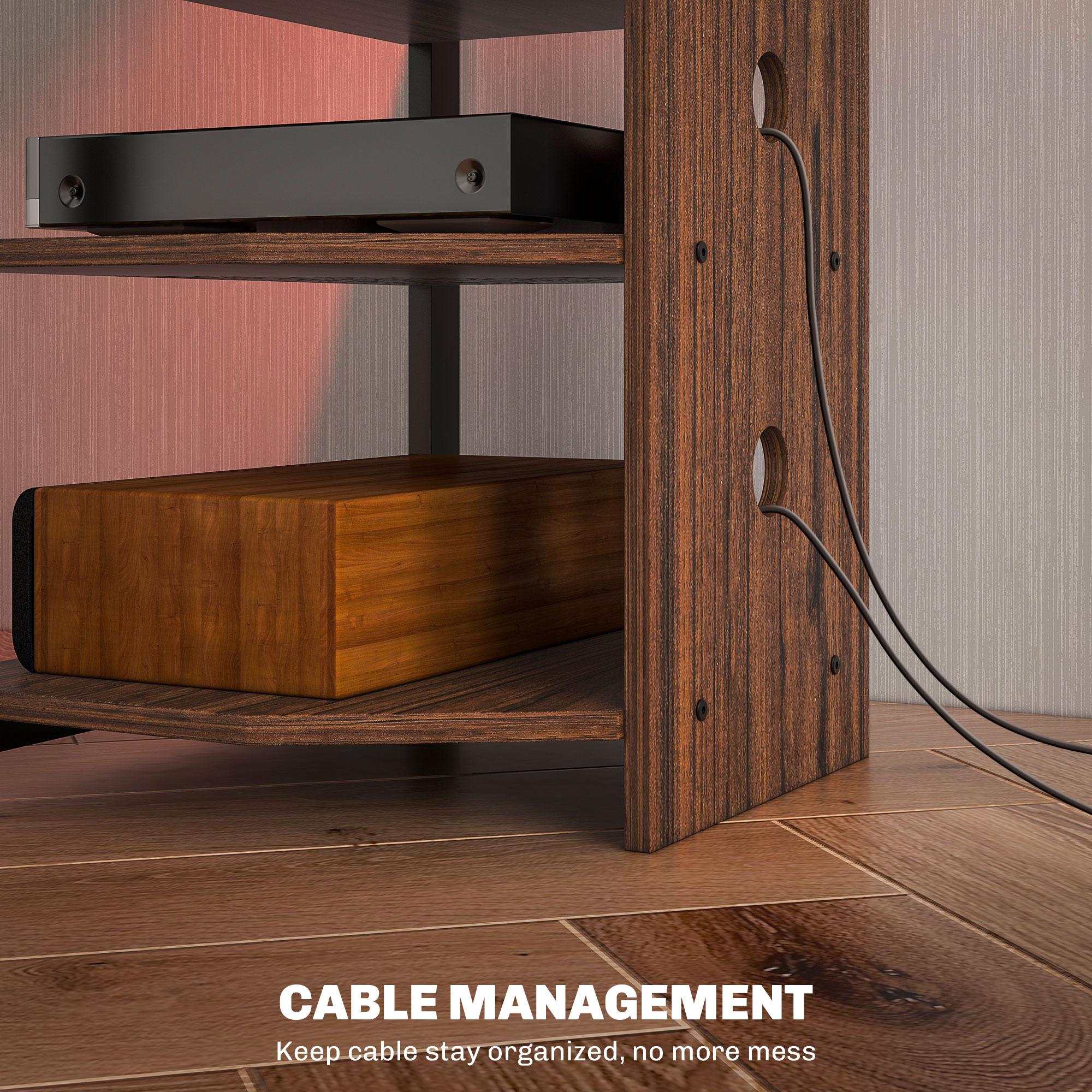 TV Stand for TVs up to 29", Entertainment Center with 4-Tier Storage Shelves and LED Lights for Living Room - Image 4