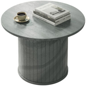 Round Coffee Table, 24" Center Table, Cement Grey