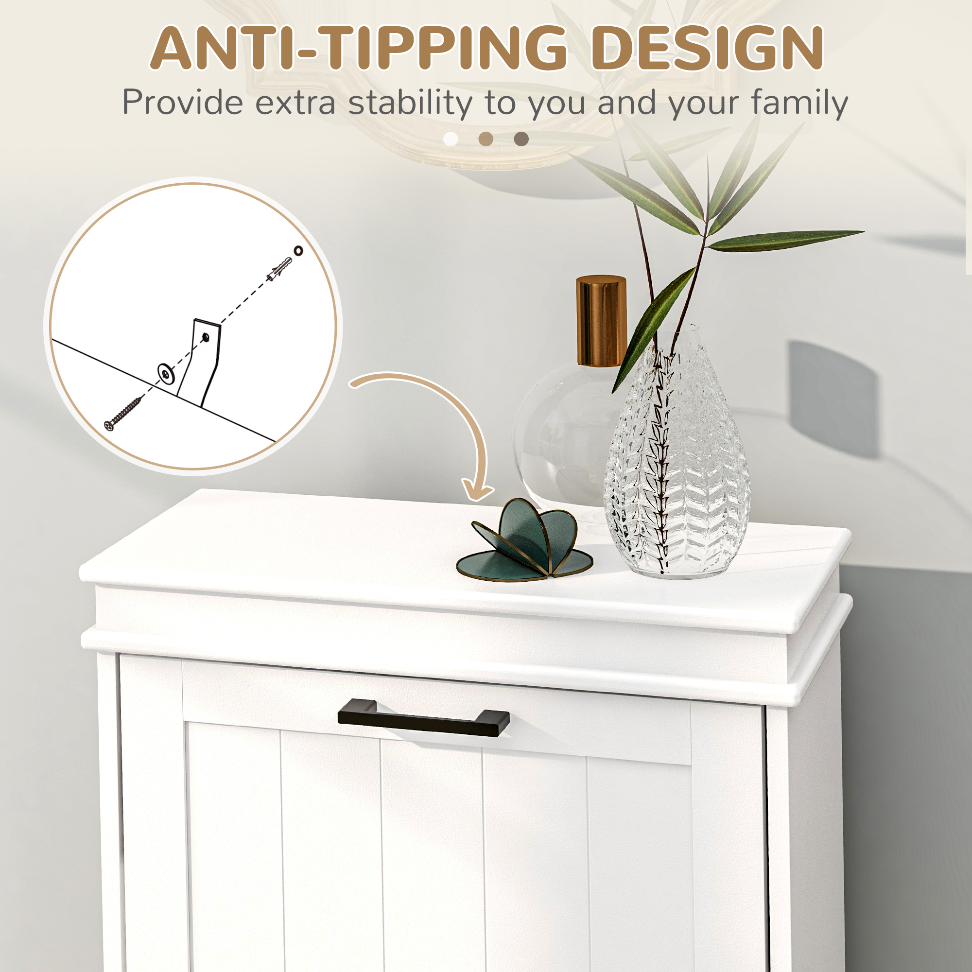 Shoe Storage Cabinet with 2 Flip Drawers and Adjustable Shelves, Narrow Shoe Cabinet for 10 Pairs of Shoes, White - Image 5