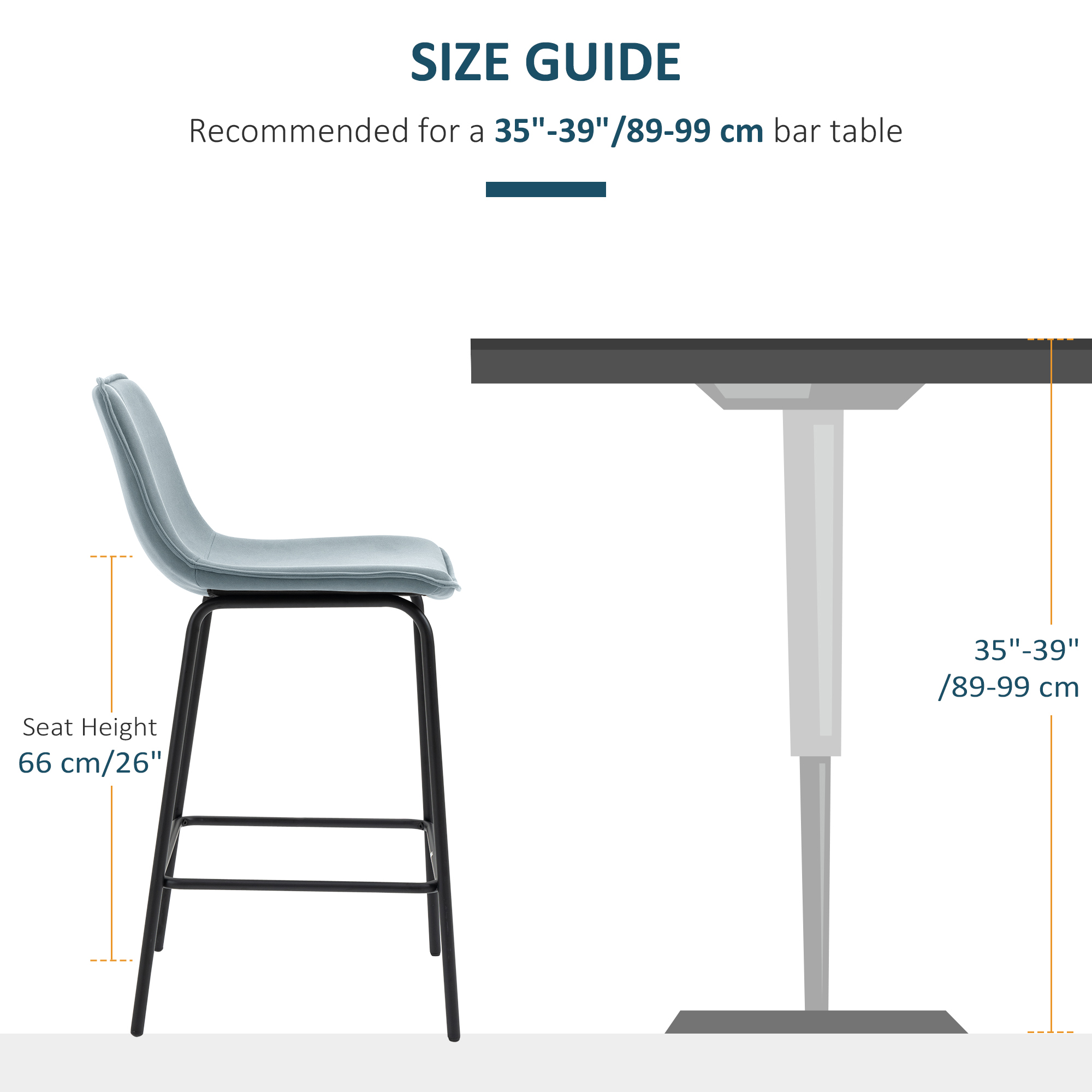 Bar Stools Set of 2, Upholstered Counter Height Bar Chairs, Kitchen Stools with Steel Legs - Image 5