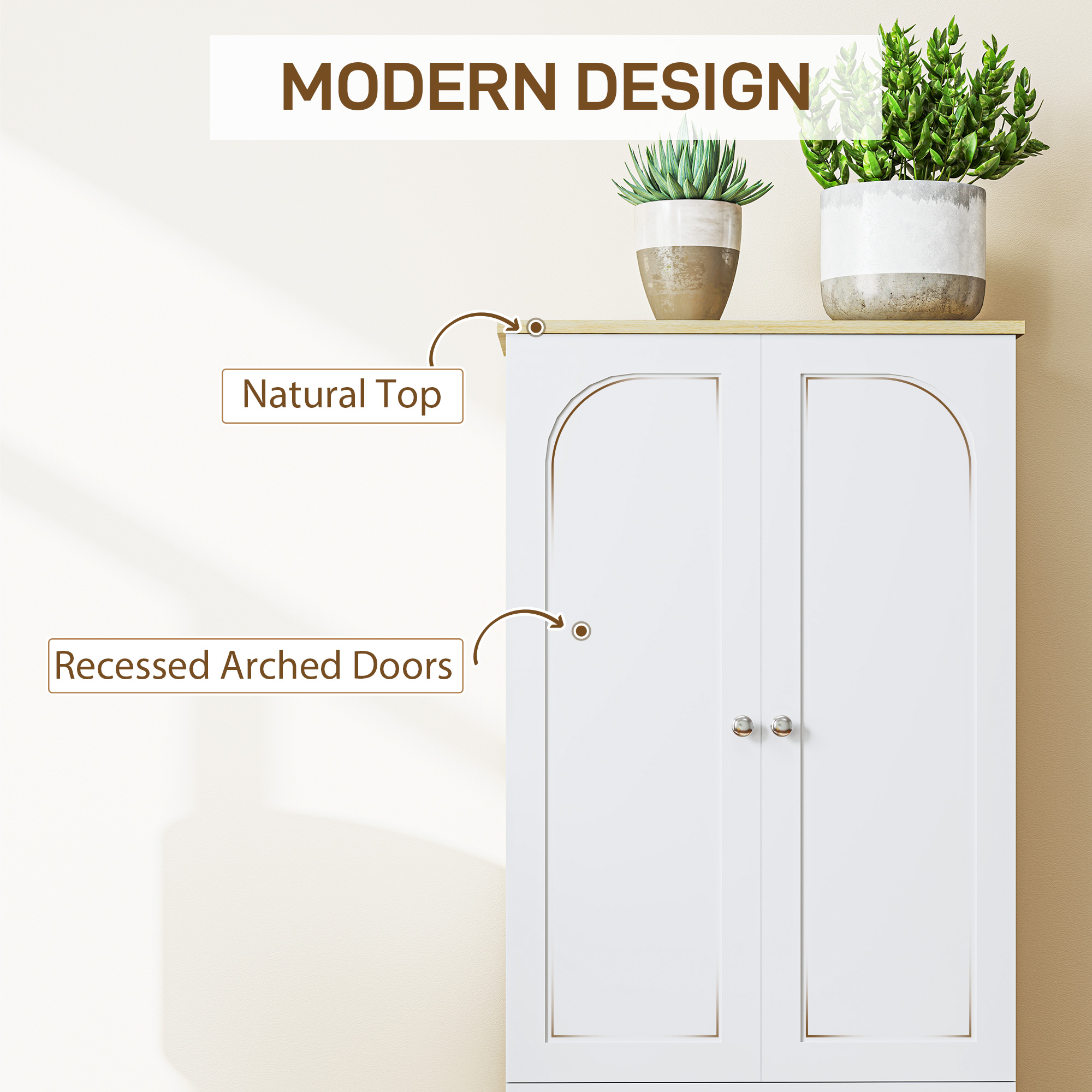 72" Tall Pantry Cabinet, Kitchen Pantry Cabinet with Adjustable Shelves, Storage Cabinet with 4 Doors, White - Image 2