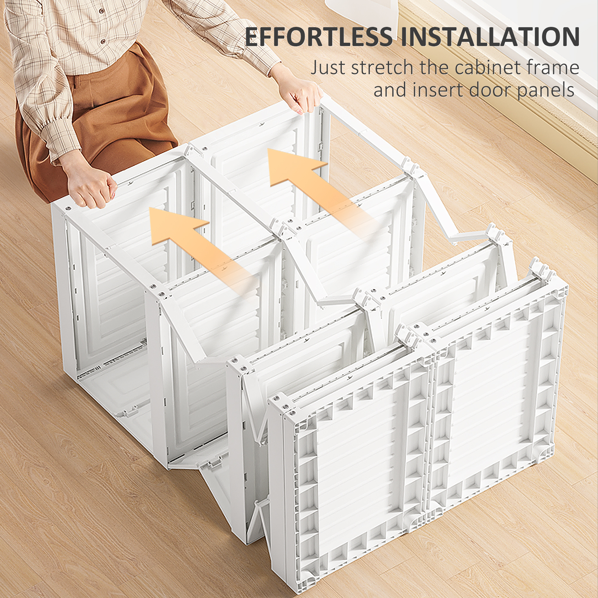 Portable Wardrobe Closet, Folding Bedroom Wardrobe, Clothes Storage Organizer with Cube Compartments, White - Image 3
