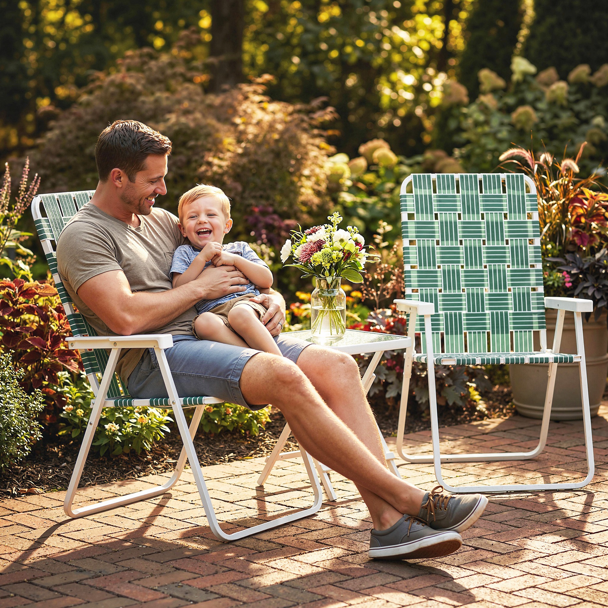 Set of 2 Folding Patio Chairs, Portable Chair Set with Armrests for Camping, Garden, Pool, Beach, Backyard, Green - Image 5