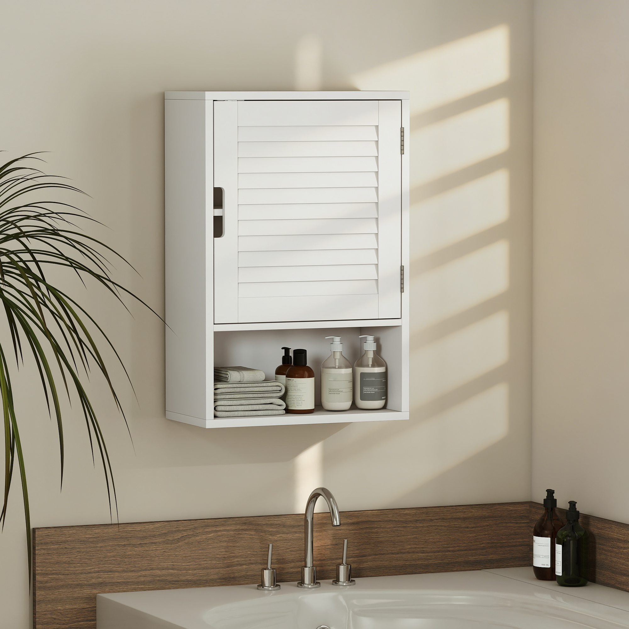 Bathroom Cabinet, Wall Mounted Storage Cabinet with Adjustable Shelves, 40 x 20 x 60 cm, White - Image 6