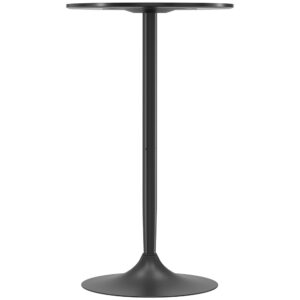 High Top Bar Table, Modern Round Dining Table with Painted Top and Steel Base, Bistro Table for 2 People, Black