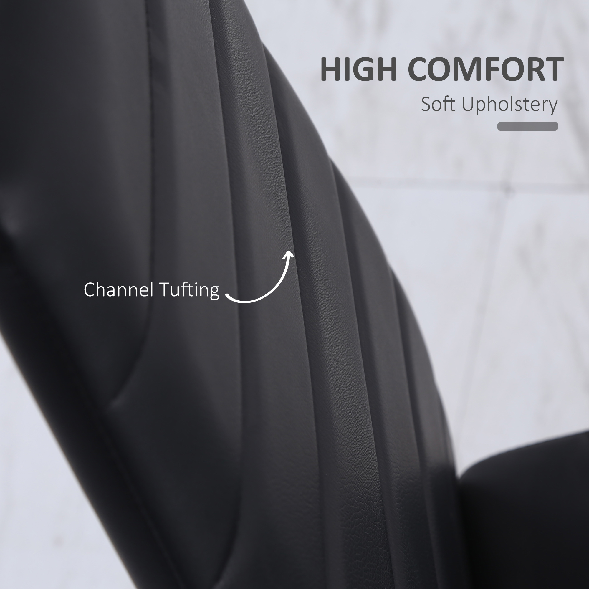 High Back Dining Chairs, Modern Upholstered PU Leather Accent Chairs with Metal Legs for Kitchen, Set of 4, Black - Image 4