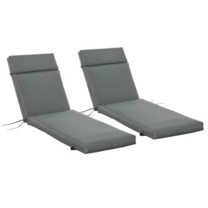 Outdoor Lounge Chair Cushion Set of 2, Non-Slip Chaise Lounge Cushions, Sun Lounger Pads, 77.2" x 21.7", Dark Grey