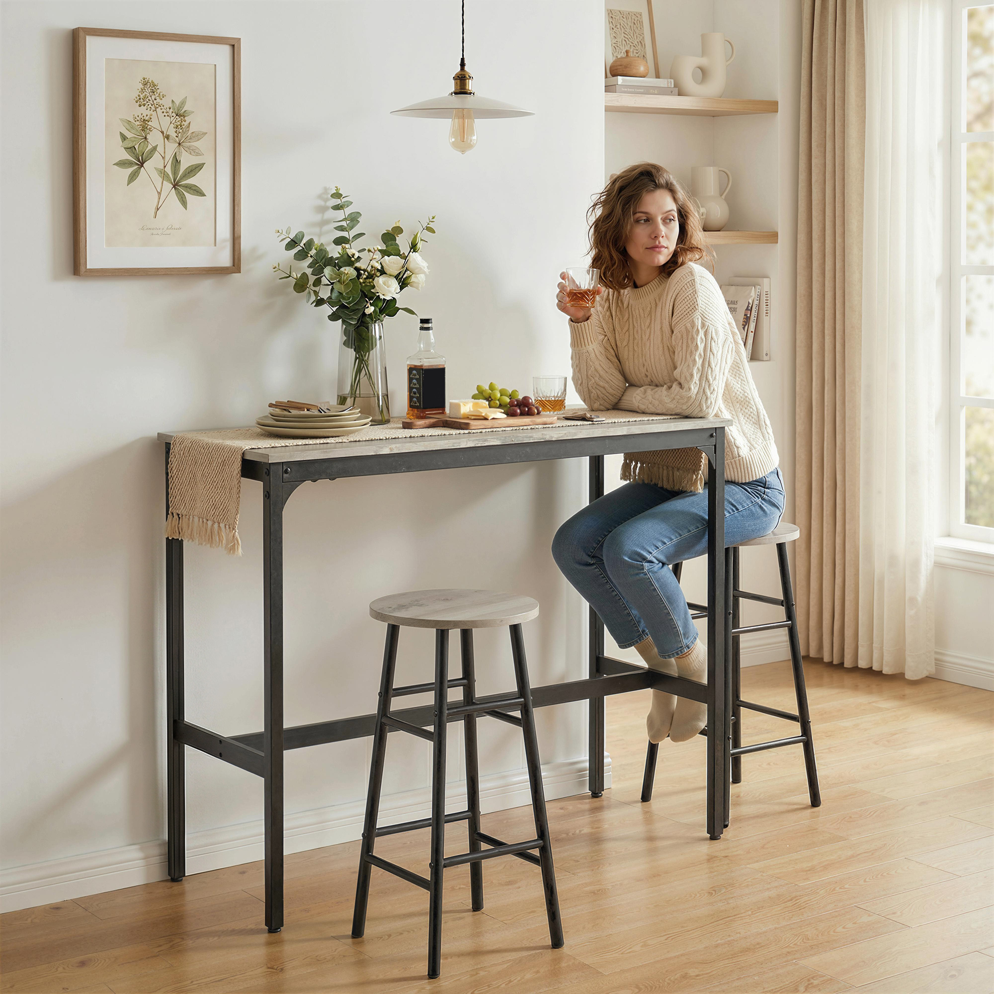 3-Piece Counter Height Bar Table and Chairs, Dining Table and Chairs Set for 2, Pub Table and Chairs - Image 5