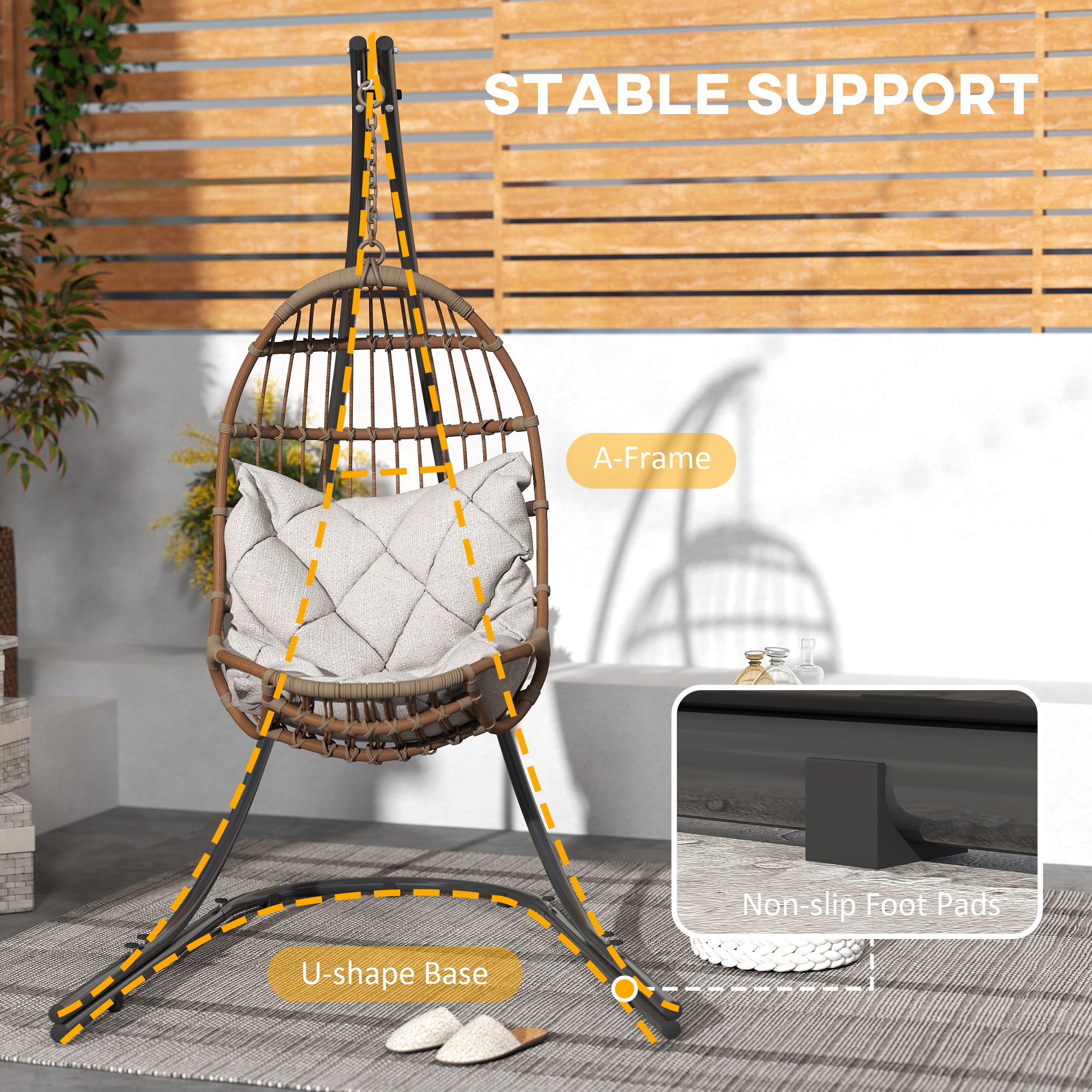 Hammock Chair Stand, Heavy Duty Steel Hanging Chair Stand for Swing Chair, Egg Chair Stand with Extra Large Base, Black - Image 4