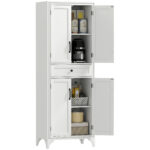 Freestanding Storage Cabinet, Kitchen Pantry Cabinet with 2 Shelves, 4 Doors, Kitchen Storage Cabinets for Dining Room