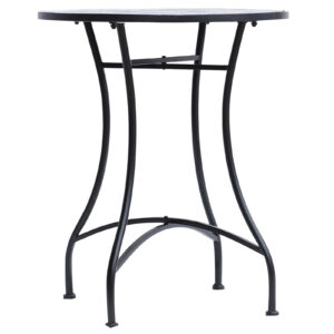 23.6" Mosaic Round Patio Table with Ceramic Tabletop, Outdoor Furniture, Multicolor