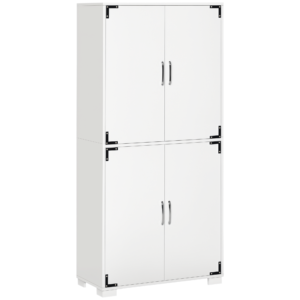 Farmhouse Kitchen Pantry Storage Cabinet with 4 Doors, Kitchen Cabinet with Shelves, White