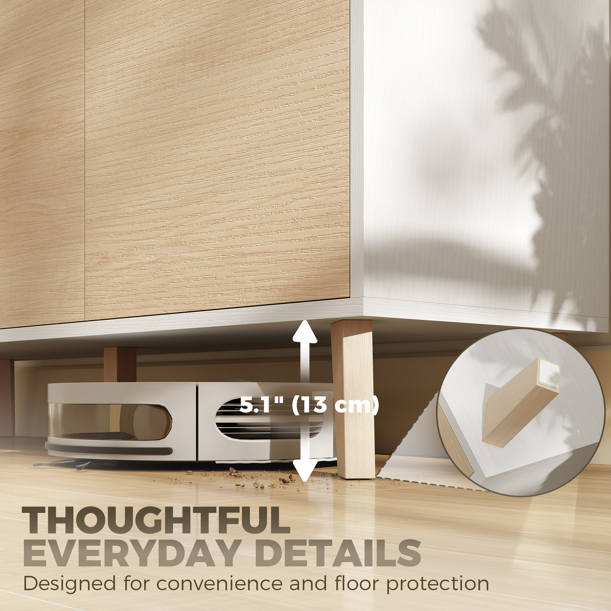Sideboard Buffet Cabinet, 47" Modern Kitchen Storage Cabinet with 6 Compartments, Soft-Close Doors, Natural Wood Effect - Image 4