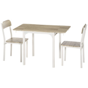 Foldable Dining Table Set for 2, Drop-Leaf Kitchen Table with 2 Chairs for Apartments, Studios, Natural Drop-leaf Dining Table Set Includes 2 Chairs