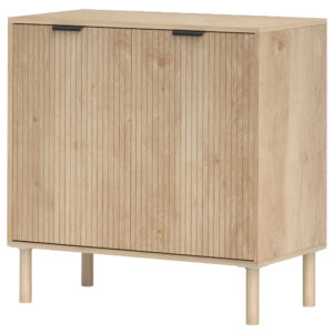 Accent Cabinet with Doors & Adjustable Shelf, Freestanding Console Cabinet with Wood Legs, Elevated Base for Living Room, Oak
