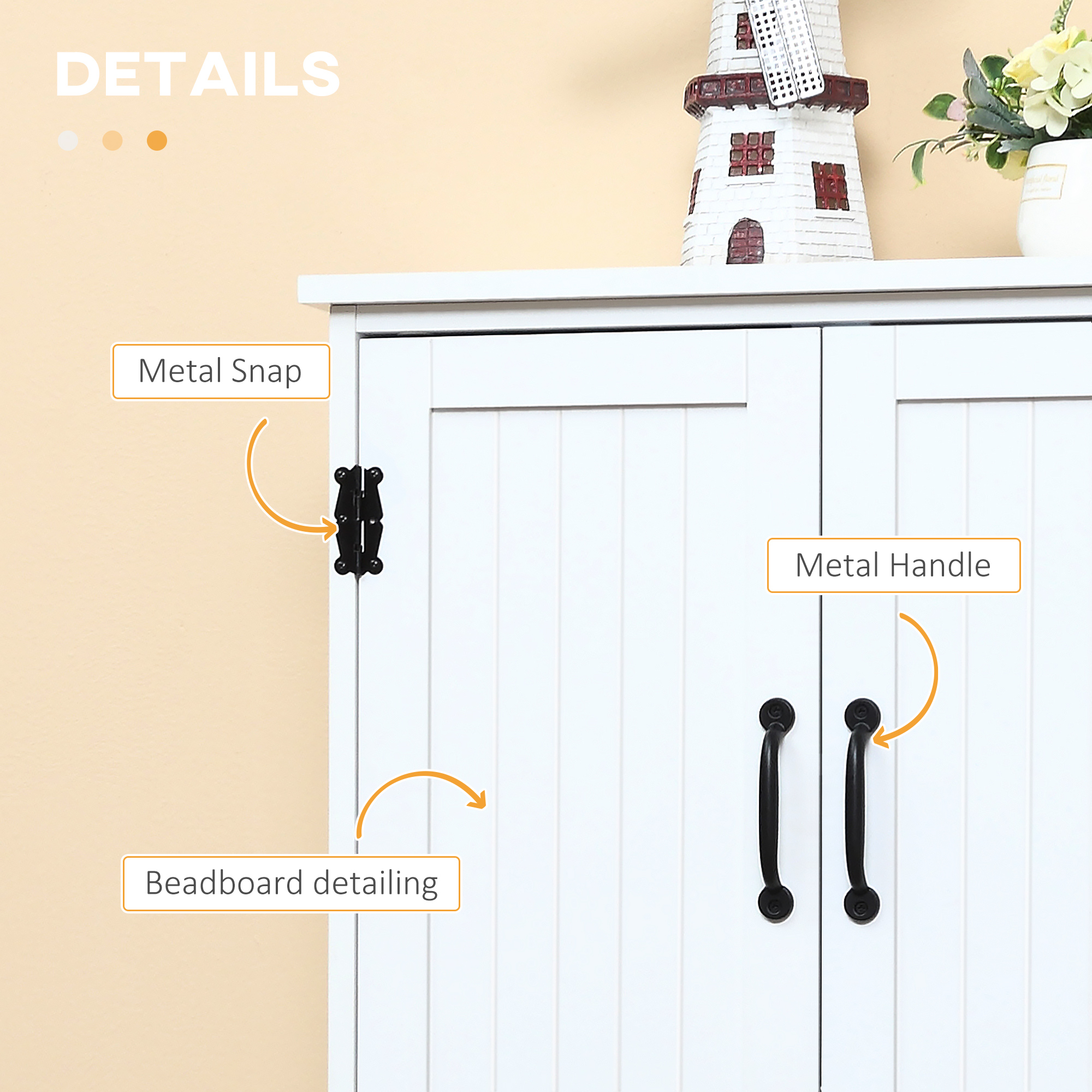 48" 4-Door Storage Cabinet Multi-Storey Large Space Pantry with Adjustable Shelves White - Image 5