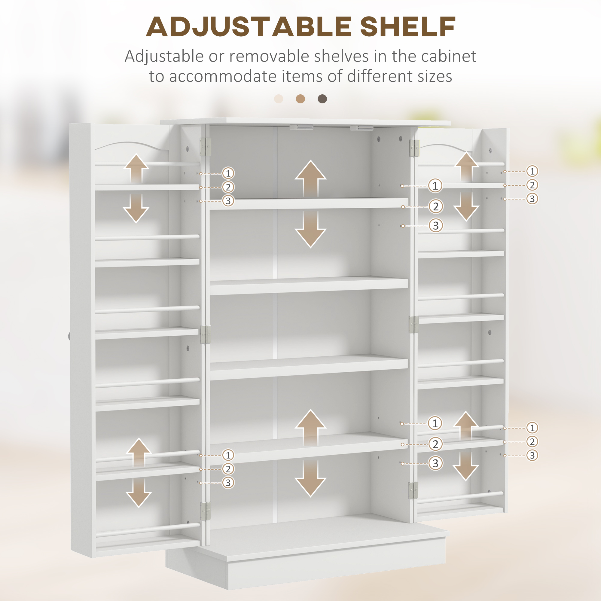 Freestanding Pantry Cabinet 41 Inch Kitchen Pantry with Spice Racks and Adjustable Shelves for Home Use, White - Image 5