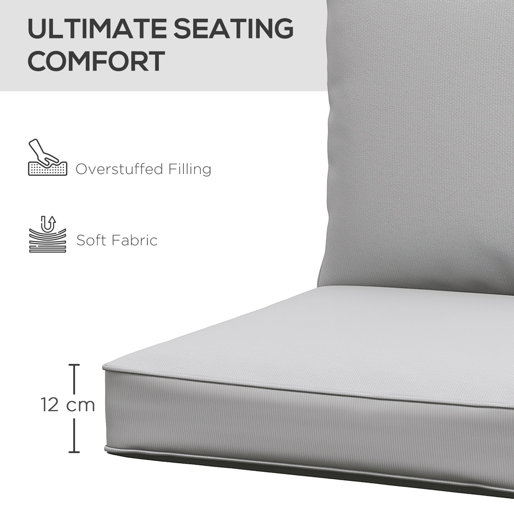 Patio Chair Cushions, Thick Deep Seat Outdoor Seat Cushion with Back Cushion, Light Grey - Image 2