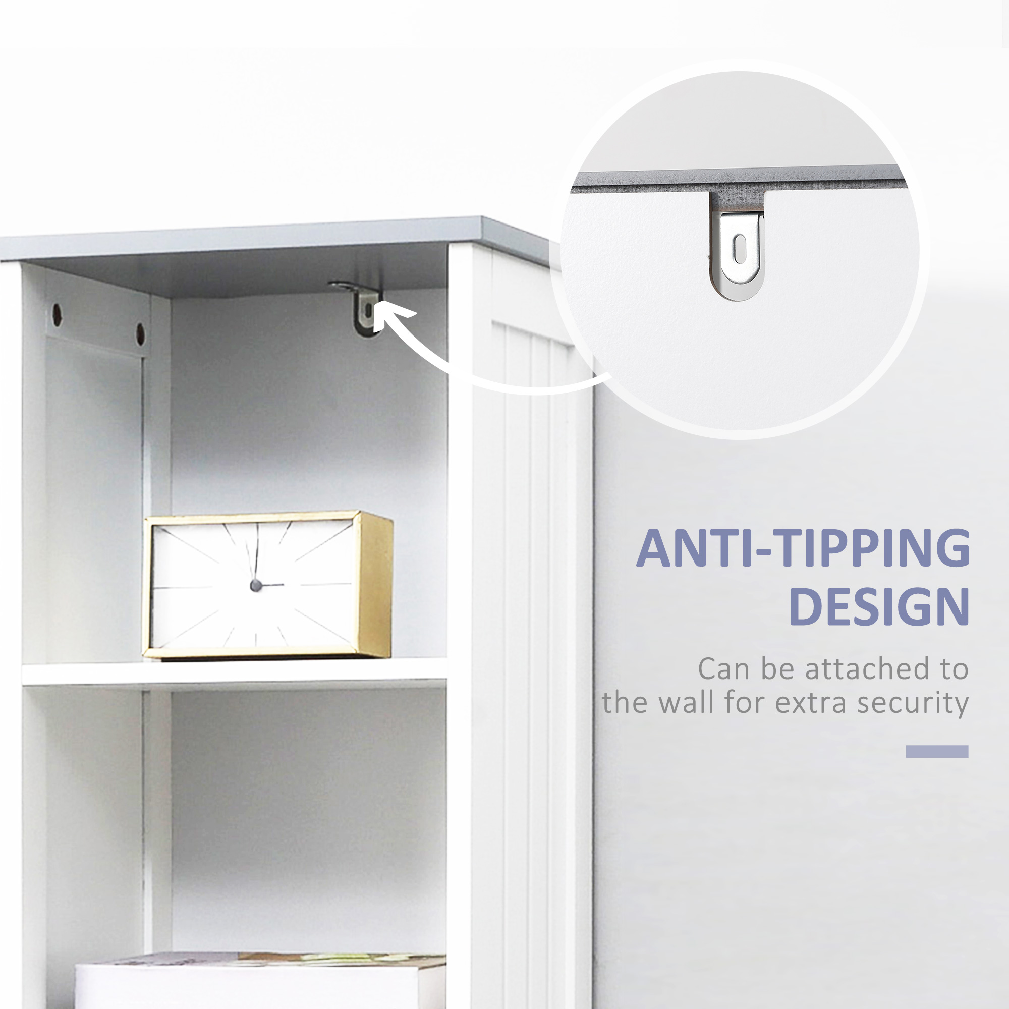 Tall Bathroom Storage Cabinet, Slim Bathroom Cabinet with 3 Tier Shelf, Drawer, Door, Freestanding Linen Tower, White - Image 5