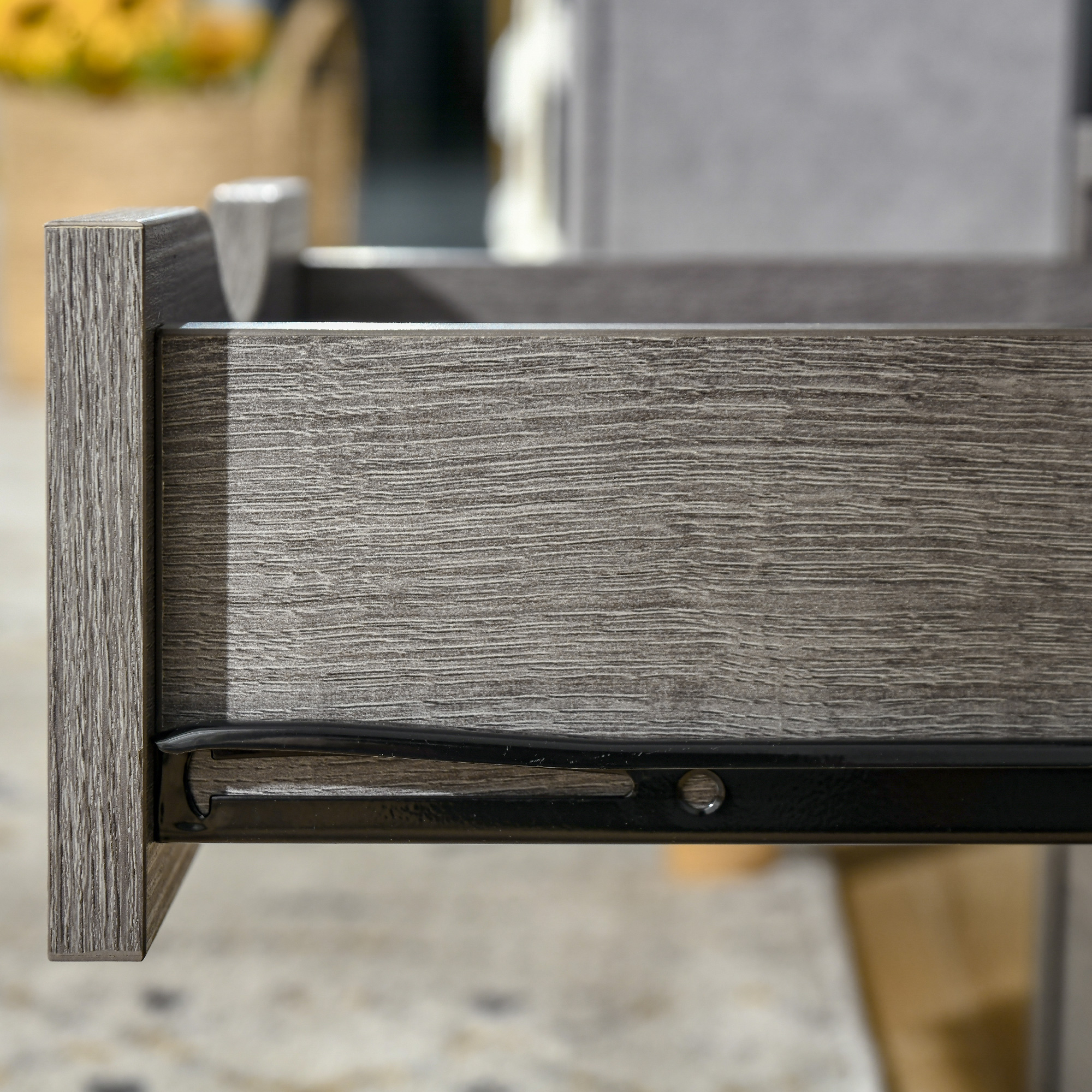 Nightstand with 2 Drawers, Industrial Side Table with Storage Shelf, Accent End Table for Bedroom, Living Room, Grey - Image 5