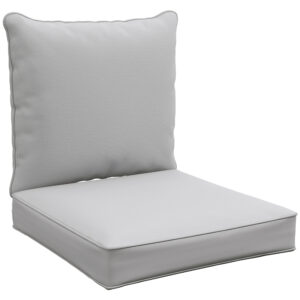 Patio Chair Cushions, Thick Deep Seat Outdoor Seat Cushion with Back Cushion, Light Grey