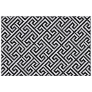 Reversible Outdoor RV Rug, Patio Floor Mat, 5' x 8' Plastic Straw Rug for Backyard, Deck, Beach, Camping, Black & White