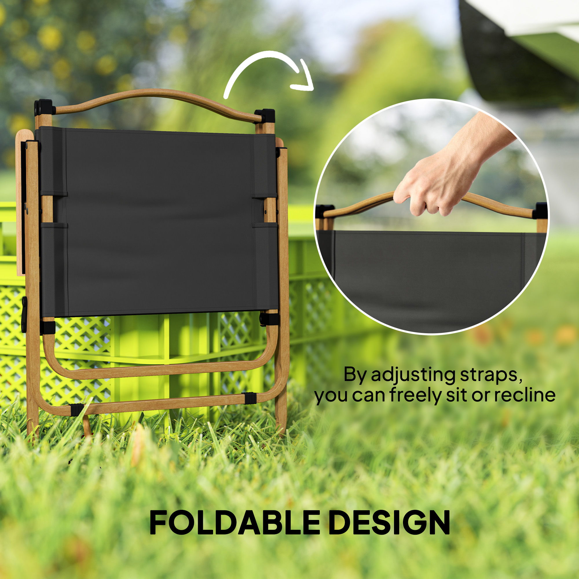 Camping Chair, Lightweight Folding Chair, Portable Armchair, Excellent for Festivals, Fishing, Dark Grey - Image 2