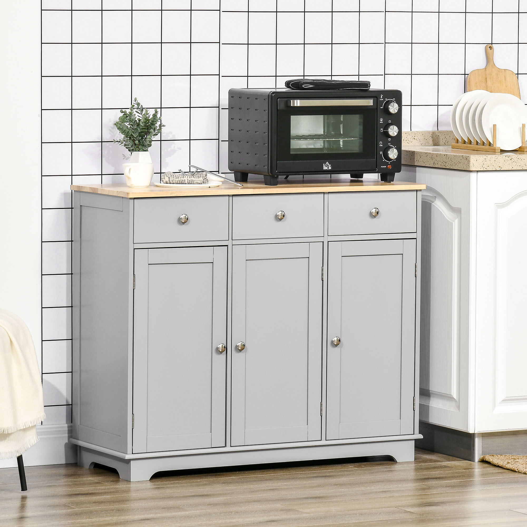 Modern Sideboard, Buffet Cabinet with Storage Cabinets, Drawers and Adjustable Shelves for Living Room, Grey - Image 6