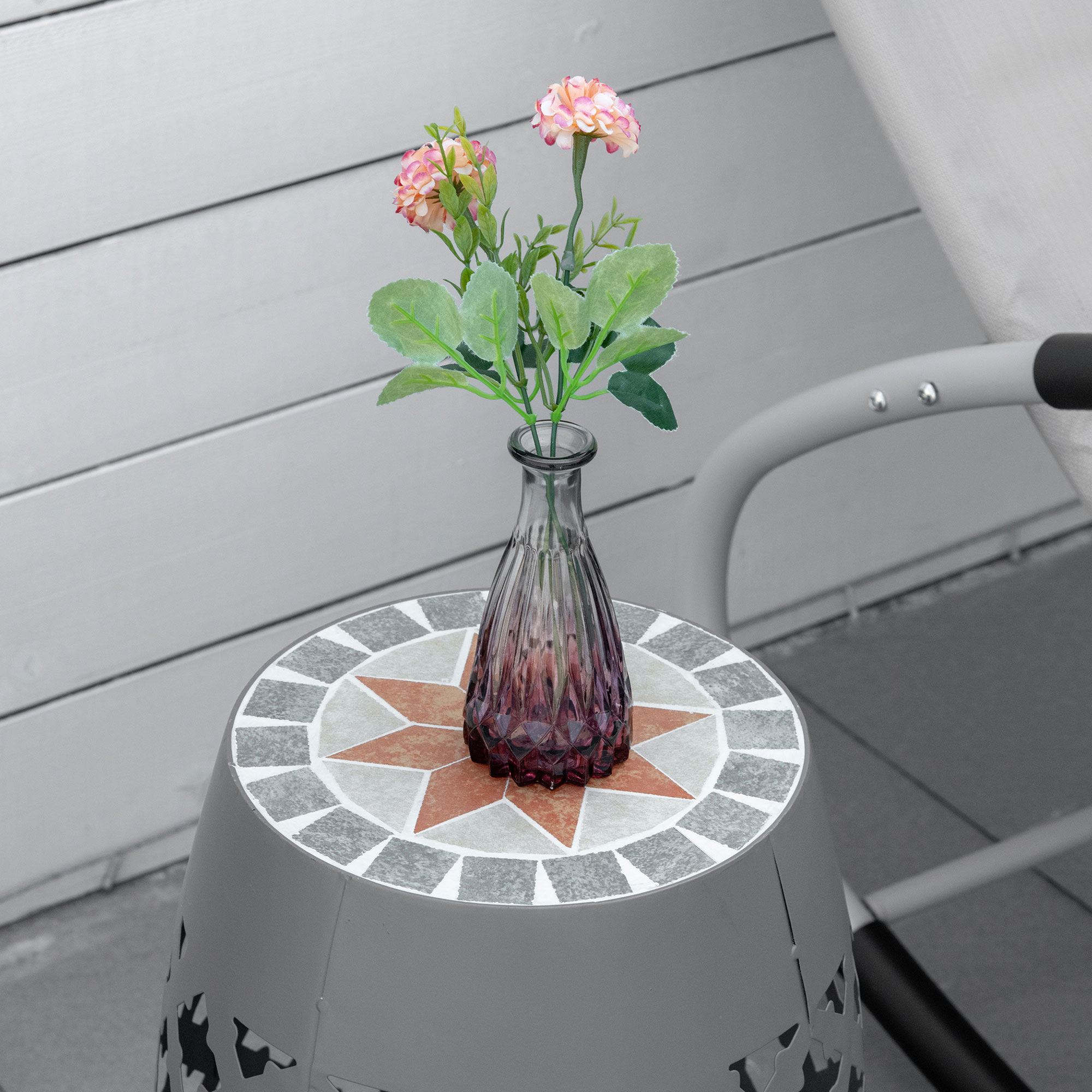 Ceramic Decorative Garden Stool, 12" Drum Outdoor Stool Side Table Plant Stand for Outdoor Indoor, Grey - Image 5