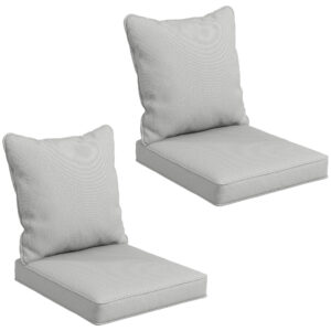 Seat Cushion Back Pillows Replacement Set of 2, Patio Chair Cushions Set for Indoor Outdoor, Light Grey