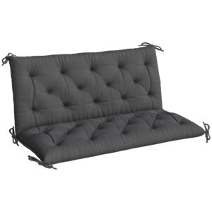 2 Seater Garden Bench Cushion, Soft Thick Outdoor Non-Slip 2 Seater Soft Pad With Backrest for Garden Patio, 47" x 43" x 5", Black