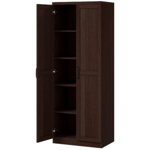63" Kitchen Storage Cabinet, 5-tier Pantry Cabinet with Doors and Adjustable Shelves for Dining Room, Dark Brown