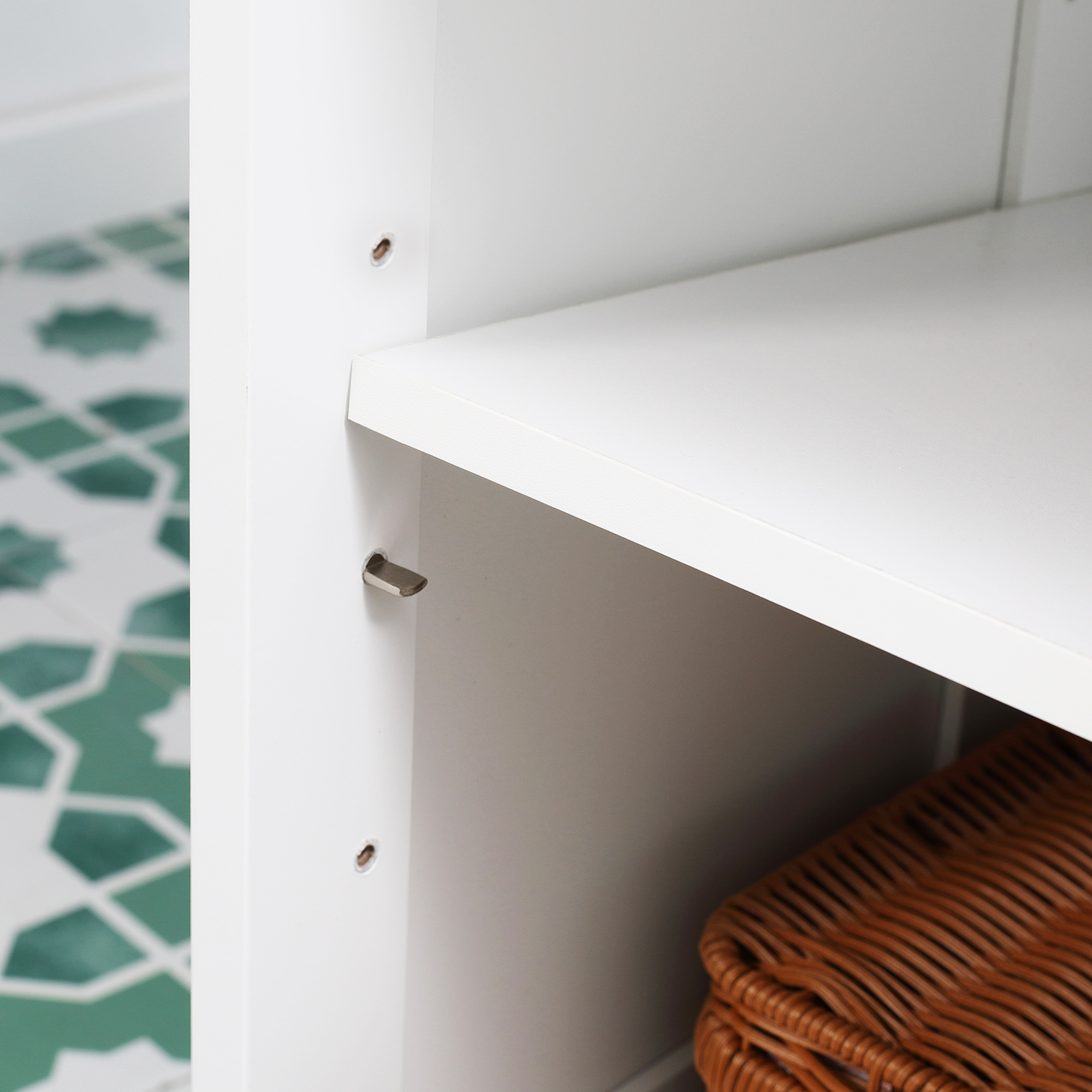 Modern Bathroom Floor Cabinet with Open Shelf, Freestanding Storage Organizer Unit with Single Door for Home Office, Living Room, White - Image 6